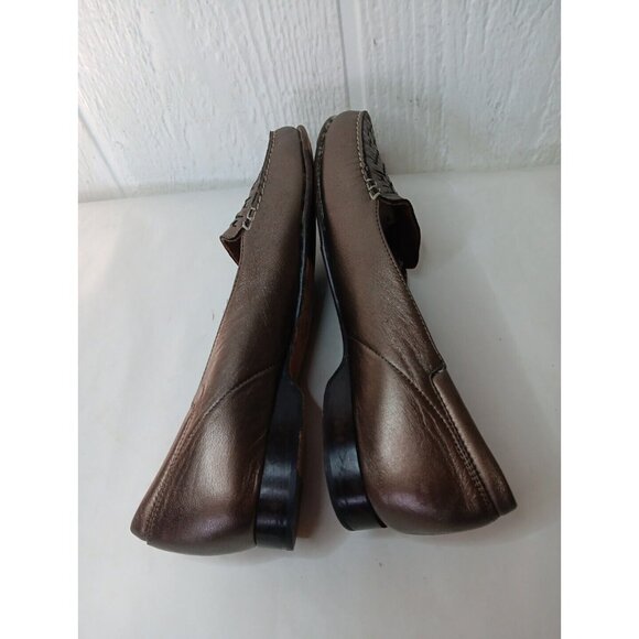 Vtg Cole Haan Womens 8 Loafer Slip-on Shoe Bronze Metallic Woven Leather Sole - Picture 5 of 8